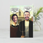 Grappig Custom Amerikaanse Gothic Gezicht in Gat f Kaart (Staand voorkant)