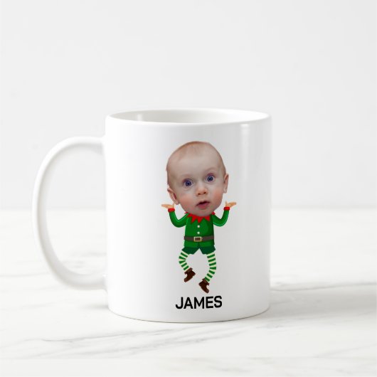 Grappig Custom Baby Face Elf Christmas Koffiemok (Links)