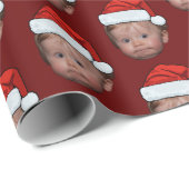 Grappig Custom Baby Face Foto Santa Hat Kerstmis Cadeaupapier (Rol Hoek)