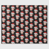 Grappig Custom Baby Face Foto Santa Head Xmas Zwar Cadeaupapier (Vlak)