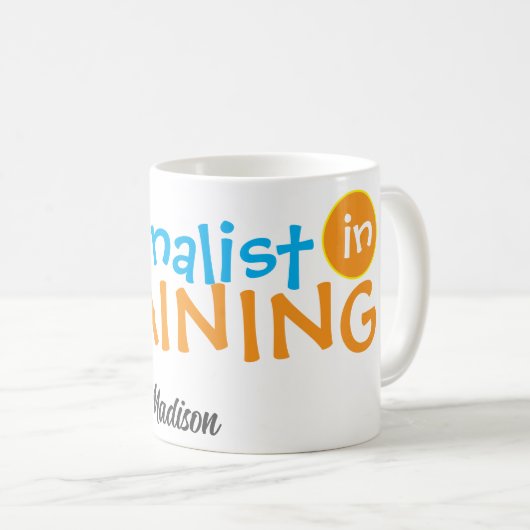 Grappig Custom Beroep Naam Blauw Sinaasappel Koffiemok (Voorkant rechts)