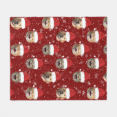 Grappig Custom Dog Cat 3 Gezichten Kerstman Hoeden Fleece Deken (Voorkant (Horizontaal))