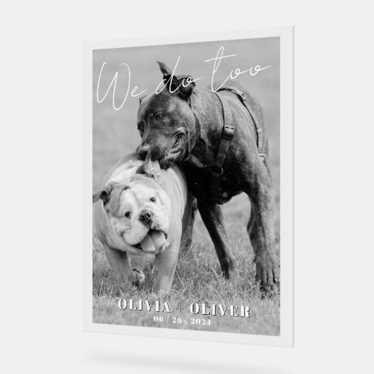 Grappig, Custom hond foto bruiloft welkom Acryl Bord (Hoek)