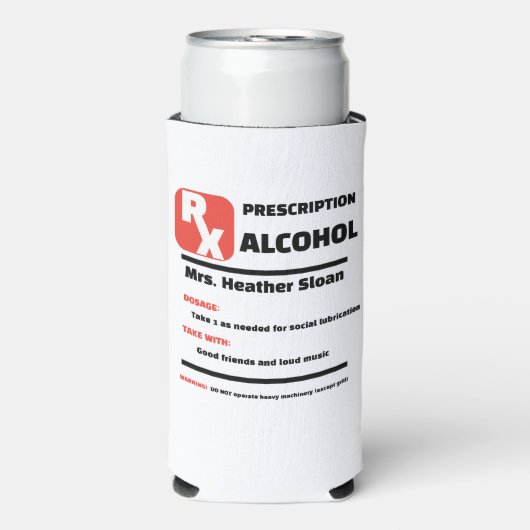 GRAPPIG! 🍺 Custom Joke Prescription Tall Beer Seltzer Blikjeskoeler (Seltzer Voorkant)