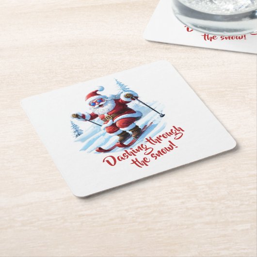 Grappig Custom Modern Santa Claus Funky Kerstmis Kartonnen Onderzetters (Schuin)