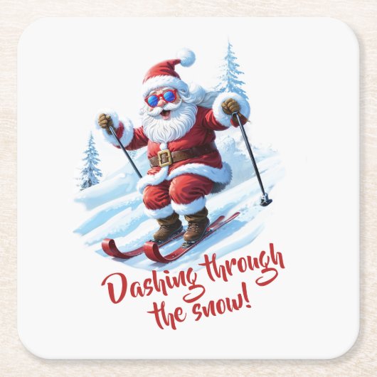 Grappig Custom Modern Santa Claus Funky Kerstmis Kartonnen Onderzetters (Voorkant)