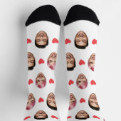 Grappig Custom Paar Gezichten Met Rode Harten Sokken (Top)