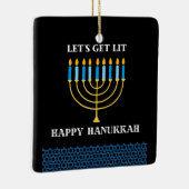 Grappig Cute Blauwe Hanukkah Menorah Ontwerp Keramisch Ornament (Rechts)