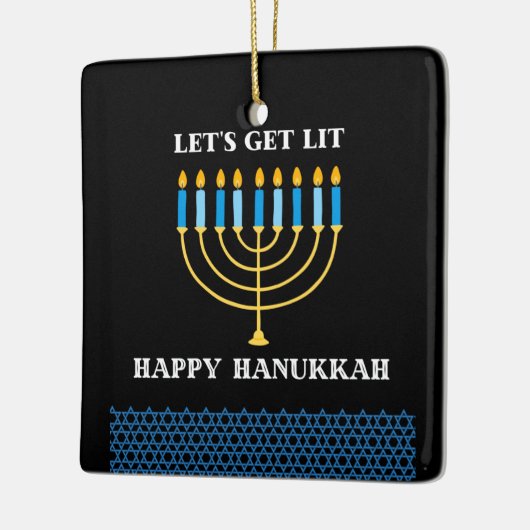 Grappig Cute Blauwe Hanukkah Menorah Ontwerp Keramisch Ornament (Links)