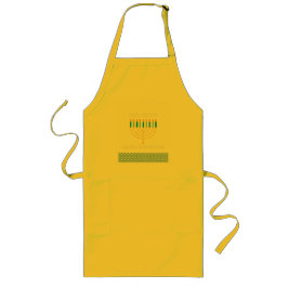 Grappig Cute Blauwe Hanukkah Menorah-ontwerp Lang Schort