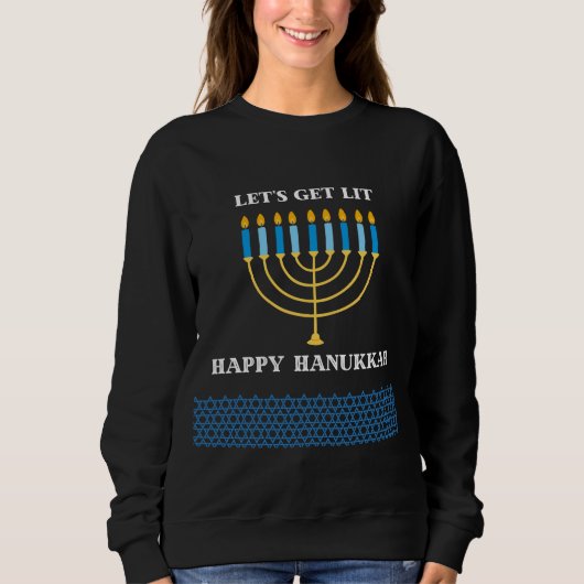 Grappig Cute Blauwe Hanukkah Menorah Ontwerp Trui (Voorkant)