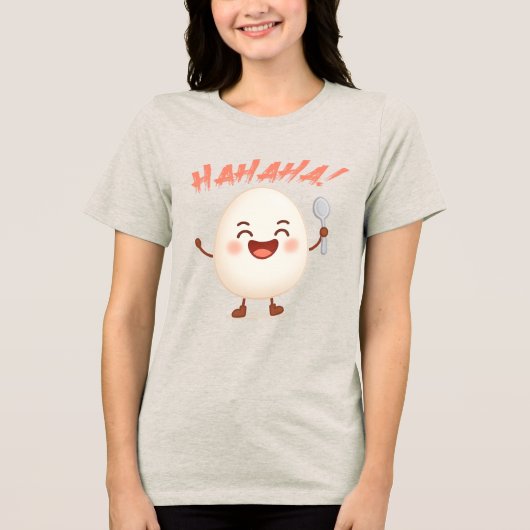 Grappig Cute Ei Cartoon Bella+Canvas Tri-Blend T- Shirt (Voorkant)