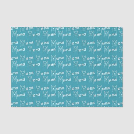 Grappig Cute Geen Prob Llama Patroon Blauw Tissuepapier (Voorkant)