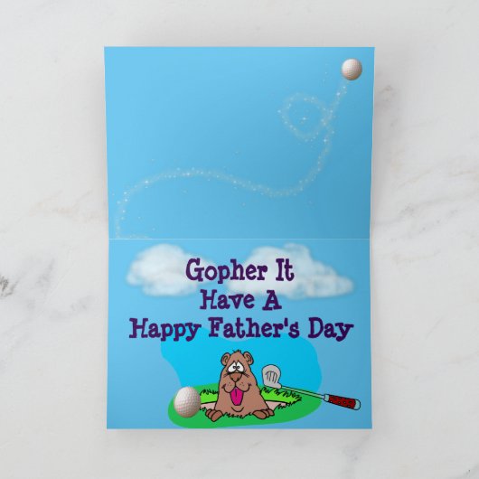 Grappig, Cute Gopher en Golf Ball-Vaderdag Kaart (Binnen)