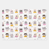 Grappig Cute Katten Inpakpapier Set van 3 Vel (Voorkant 2)