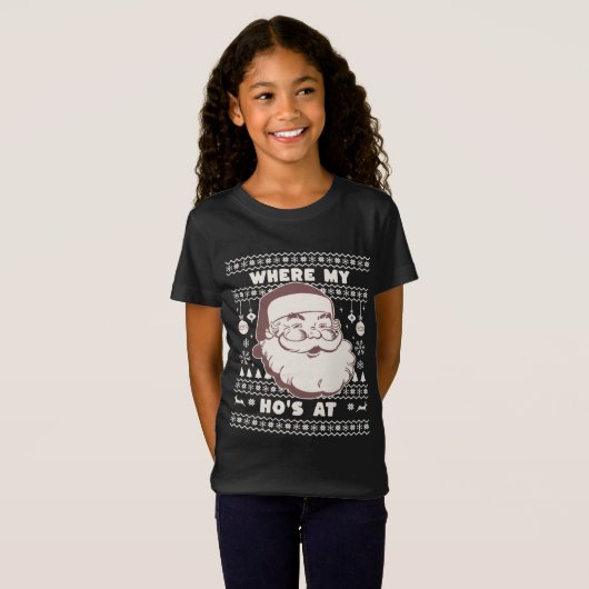 Grappig Cute Kerstman Kerstman Ho Ho's Design Ug T-shirt (Voorkant volledig)