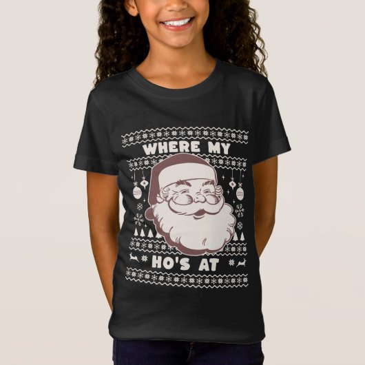Grappig Cute Kerstman Kerstman Ho Ho's Design Ug T-shirt (Voorkant)