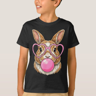 Grappig cute konijn bubble gum konijn hart bril t-shirt
