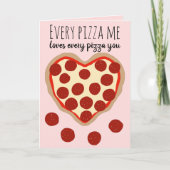 Grappig Cute Pizza Heart Valentijnsdag Greep Feestdagen Kaart (Voorkant)