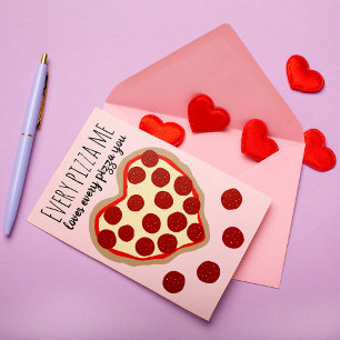 Grappig Cute Pizza Heart Valentijnsdag Greep Feestdagen Kaart