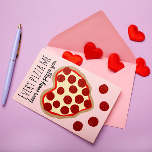 Grappig Cute Pizza Heart Valentijnsdag Greep Feestdagen Kaart