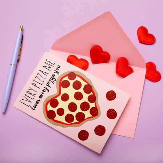 Grappig Cute Pizza Heart Valentijnsdag Greep Feestdagen Kaart