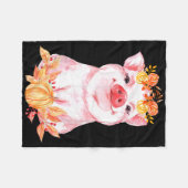 Grappig Cute Varken Bloemig Herfst Boerderij Dier  Fleece Deken (Voorkant (Horizontaal))