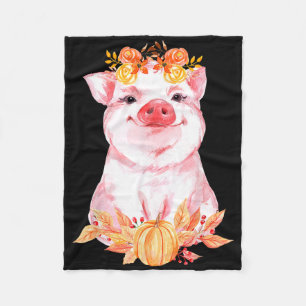 Grappig Cute Varken Bloemig Herfst Boerderij Dier Fleece Deken