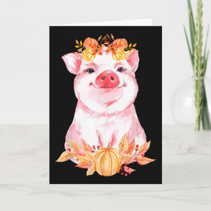 Grappig Cute Varken Bloemig Herfst Boerderij Dier Kaart