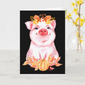 Grappig Cute Varken Bloemig Herfst Boerderij Dier  Kaart (Gele Bloem)