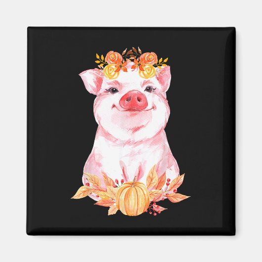 Grappig Cute Varken Bloemig Herfst Boerderij Dier Magneet (Voorkant)