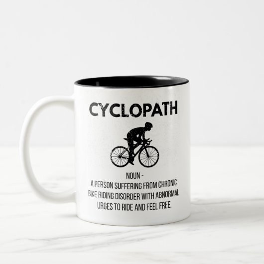 Grappig Cycopath Fietsen Definitie Gift, Fietsen P Tweekleurige Koffiemok (Links)
