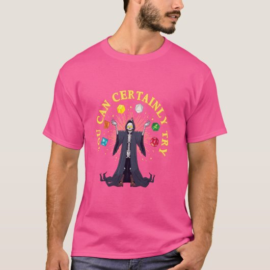 Grappig D20 Dice spel Skeleton Witchcraft Nerdy sp T-shirt (Voorkant)