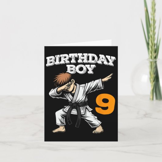 Grappig Dabbing 9e Verjaardag Jongen Karate 9 Jaar Kaart (Voorkant)
