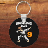 Grappig Dabbing 9e Verjaardag Jongen Karate 9 Jaar Sleutelhanger (Voorkant)
