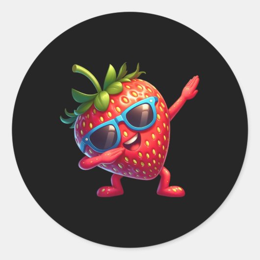 Grappig Dabbing Aardbei Zonnebrillen Dab Dancing F Ronde Sticker (Voorkant)