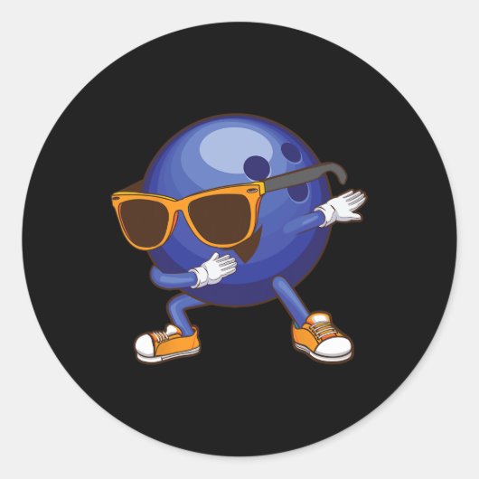 Grappig Dabbing Bowling Cadeau Voor Bowler Danser Ronde Sticker (Voorkant)