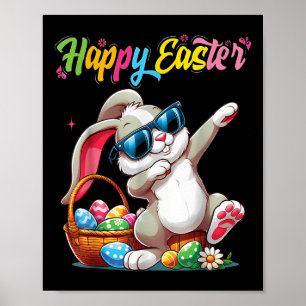 Grappig Dabbing Bunny Pasen Happy Pasen voor jonge Poster