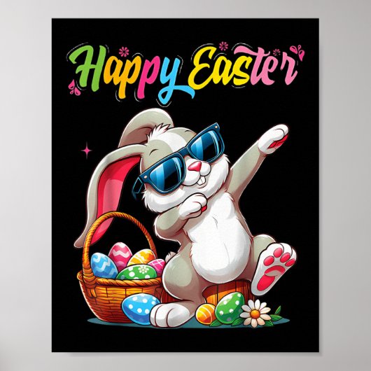 Grappig Dabbing Bunny Pasen Happy Pasen voor jonge Poster (Voorkant)