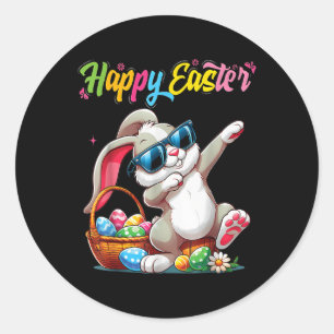 Grappig Dabbing Bunny Pasen Happy Pasen voor jonge Ronde Sticker