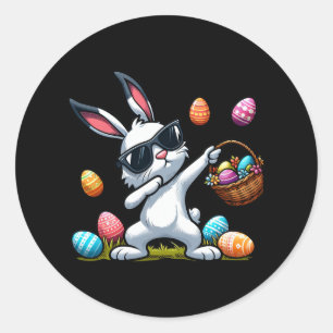 Grappig Dabbing Bunny Rabbit Happy Easter Day Scha Ronde Sticker