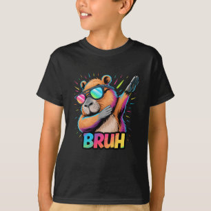 Grappig Dabbing Capy Bruh Tiener jeugd Kinder Meme T-shirt