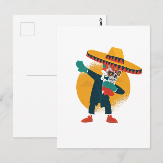 Grappig Dabbing CincoDeMayo Skelet Suiker Schedel Briefkaart (Voorkant / Achterkant)