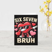 Grappig Dabbing Hart 67 Bruh Zes Zeven Meme Valent Kaart (Gele Bloem)