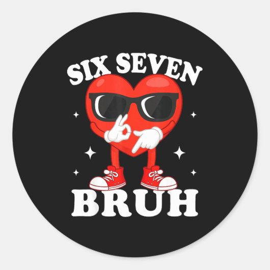 Grappig Dabbing Hart Bruh 67 Meme Valentijnsdag Ronde Sticker (Voorkant)