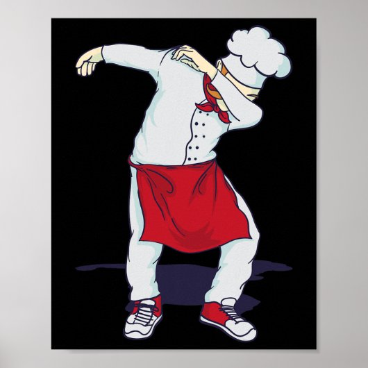 Grappig Dabbing Hibachi Chef Schattige Sous Head C Poster (Voorkant)