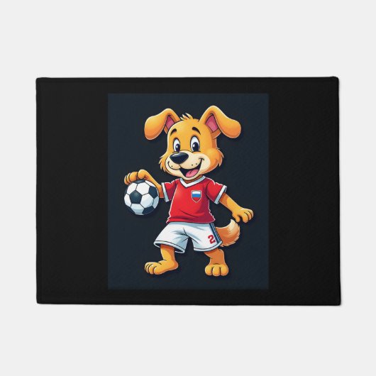 Grappig Dabbing Hond Rusland Voetbal Jersey Russis Deurmat (Voorkant)