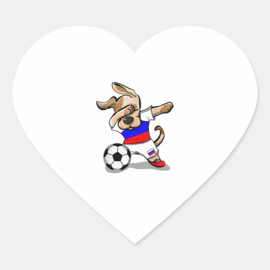 Grappig Dabbing Hond Rusland Voetbal Jersey Russis Hart Sticker (Voorkant)