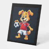 Grappig Dabbing Hond Rusland Voetbal Jersey Russis Reclamebord Met Voetstuk (Voorkant)