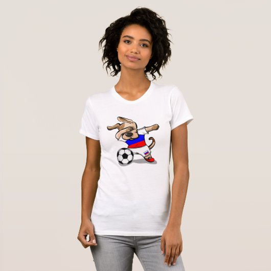 Grappig Dabbing Hond Rusland Voetbal Jersey Russis T-shirt (Voorkant volledig)
